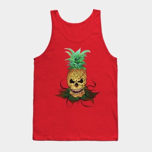 Pineapple Skull white and gray fade out Tank Top